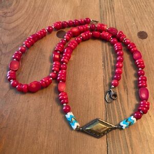 Silpada Red Beaded Necklace with Gold Accents